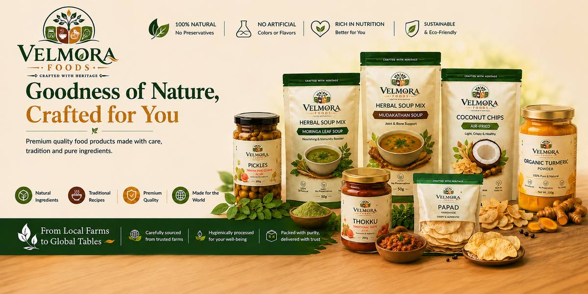 Velmora Foods herbal soup mix pouch